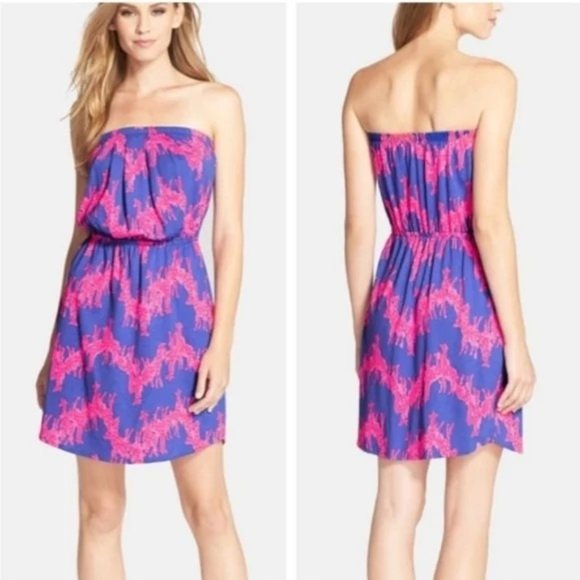 Lilly Pulitzer Windsor Strapless Dress Iris Blue Neck in Neck - Picture 9 of 9